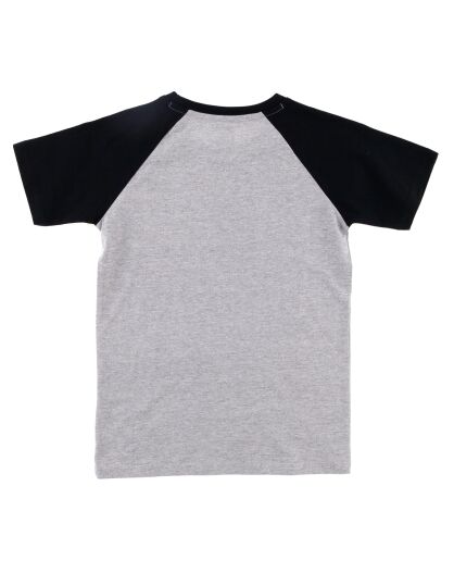 T-Shirt en Coton Raglan bicolore gris/noir